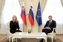 14. 10. 2021, Ljubljana – Predsednik Pahor na uradnem obisku v Sloveniji gosti predsednico Slovake republike Zuzano aputovo (Daniel Novakovi/STA)